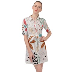 Nature Flora Belted Shirt Dress by artworkshop