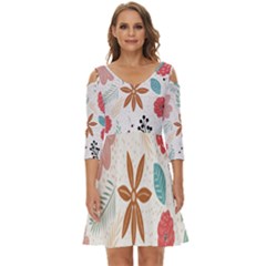 Nature Flora Shoulder Cut Out Zip Up Dress by artworkshop