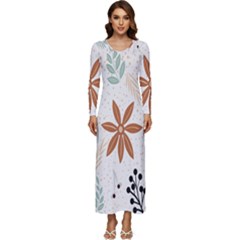 Nature Flora Long Sleeve Velour Longline Maxi Dress