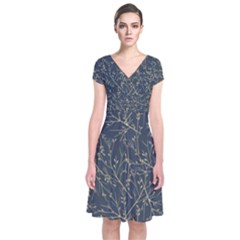 Nature Twigs Short Sleeve Front Wrap Dress