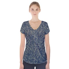 Nature Twigs Short Sleeve Front Detail Top by artworkshop