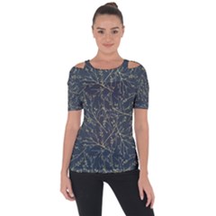 Nature Twigs Shoulder Cut Out Short Sleeve Top