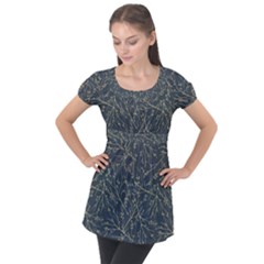 Nature Twigs Puff Sleeve Tunic Top by artworkshop