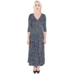 Nature Twigs Quarter Sleeve Wrap Maxi Dress