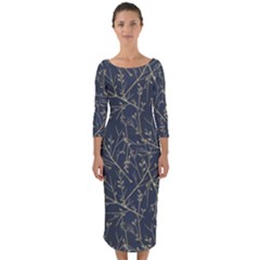 Nature Twigs Quarter Sleeve Midi Bodycon Dress by artworkshop