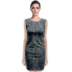 Nature Twigs Sleeveless Velvet Midi Dress