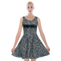 Nature Twigs Velvet Skater Dress