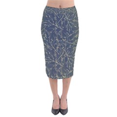 Nature Twigs Velvet Midi Pencil Skirt by artworkshop