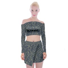 Nature Twigs Off Shoulder Top with Mini Skirt Set