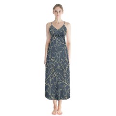 Nature Twigs Button Up Chiffon Maxi Dress