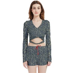 Nature Twigs Velvet Wrap Crop Top And Shorts Set by artworkshop