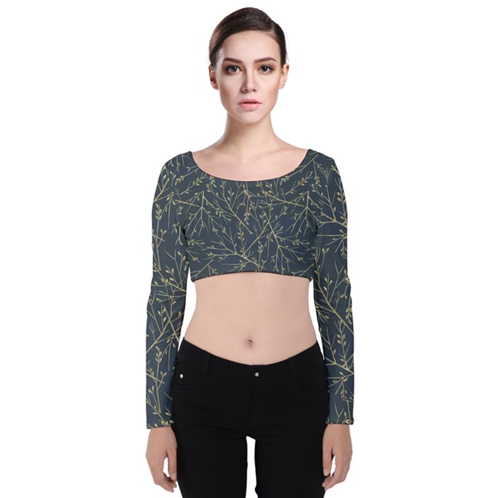 Nature Twigs Velvet Long Sleeve Crop Top