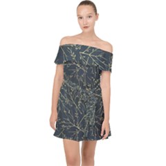 Nature Twigs Off Shoulder Chiffon Dress by artworkshop