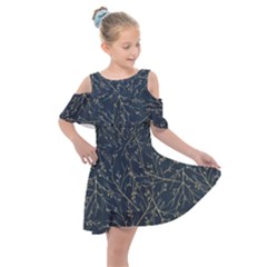 Nature Twigs Kids  Shoulder Cutout Chiffon Dress by artworkshop