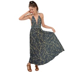 Nature Twigs Backless Maxi Beach Dress