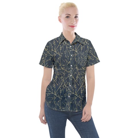 Nature Twigs Women s Short Sleeve Pocket Shirt by artworkshop