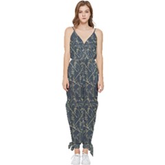 Nature Twigs Sleeveless Tie Ankle Chiffon Jumpsuit by artworkshop