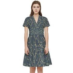 Nature Twigs Short Sleeve Waist Detail Dress by artworkshop