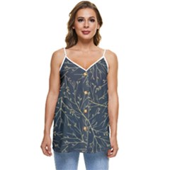 Nature Twigs Casual Spaghetti Strap Chiffon Top