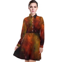 Space Science Long Sleeve Chiffon Shirt Dress by artworkshop