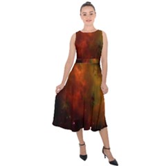 Space Science Midi Tie-back Chiffon Dress by artworkshop