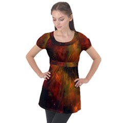 Space Science Puff Sleeve Tunic Top by artworkshop