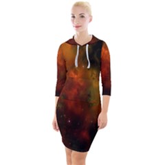 Space Science Quarter Sleeve Hood Bodycon Dress by artworkshop