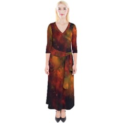 Space Science Quarter Sleeve Wrap Maxi Dress