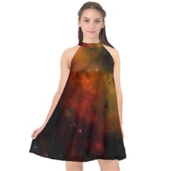 Space Science Halter Neckline Chiffon Dress  by artworkshop