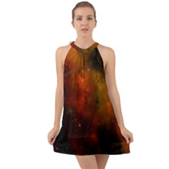 Space Science Halter Tie Back Chiffon Dress