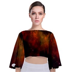 Space Science Tie Back Butterfly Sleeve Chiffon Top by artworkshop