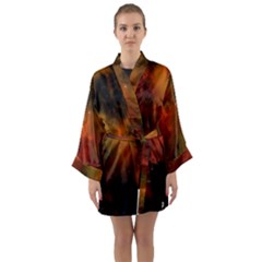 Space Science Long Sleeve Satin Kimono by artworkshop