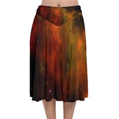 Space Science Velvet Flared Midi Skirt by artworkshop