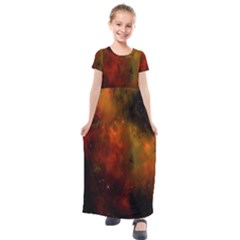 Space Science Kids  Short Sleeve Maxi Dress by artworkshop