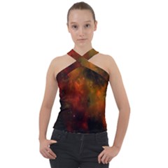 Space Science Cross Neck Velour Top by artworkshop