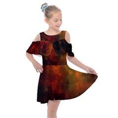 Space Science Kids  Shoulder Cutout Chiffon Dress by artworkshop