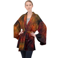 Space Science Long Sleeve Velvet Kimono  by artworkshop