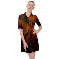 Space Science Belted Shirt Dress by artworkshop