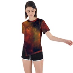 Space Science Asymmetrical Short Sleeve Sports Tee by artworkshop