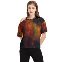 Space Science One Shoulder Cut Out Tee by artworkshop