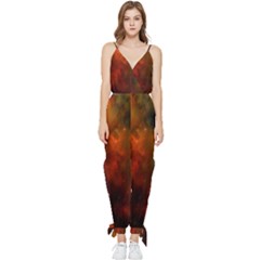 Space Science Sleeveless Tie Ankle Chiffon Jumpsuit