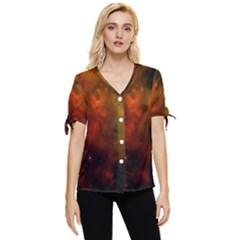 Space Science Bow Sleeve Button Up Top