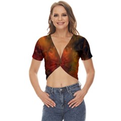 Space Science Twist Front Crop Top