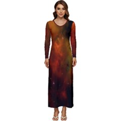 Space Science Long Sleeve Velour Longline Maxi Dress