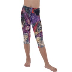 Stars-001 Kids  Lightweight Velour Capri Leggings 