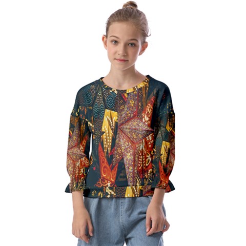 Stars-002 Kids  Cuff Sleeve Top by nate14shop