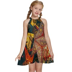 Stars-002 Kids  Halter Collar Waist Tie Chiffon Dress