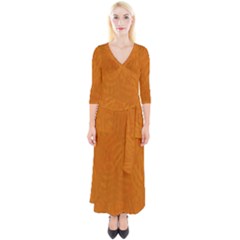 Orange Quarter Sleeve Wrap Maxi Dress by nate14shop