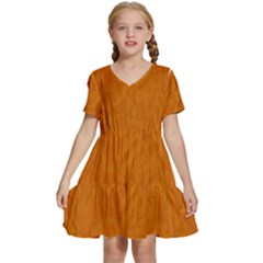 Orange Kids  Short Sleeve Tiered Mini Dress