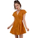 Orange Flutter Sleeve Wrap Dress View1